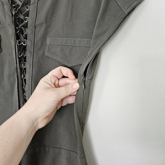 The Kooples army green front tie cargo dress size 38 - Picture 6 of 10
